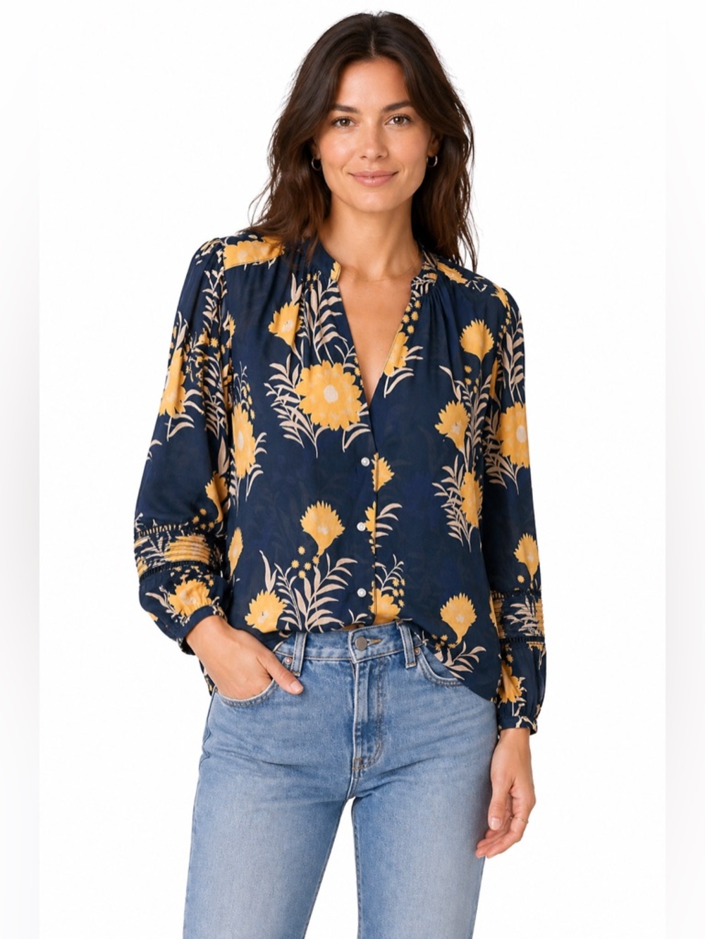 Trovata Birds of Paradis California Floral Blouse Boho Top S